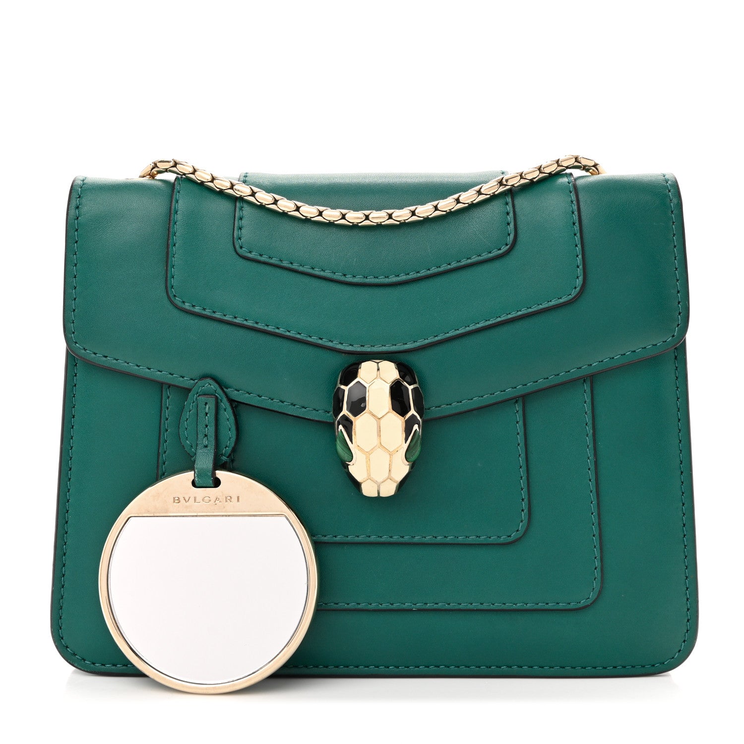 Calfskin Small Serpenti Forever Snake Strap Crossbody Bag Emerald Green