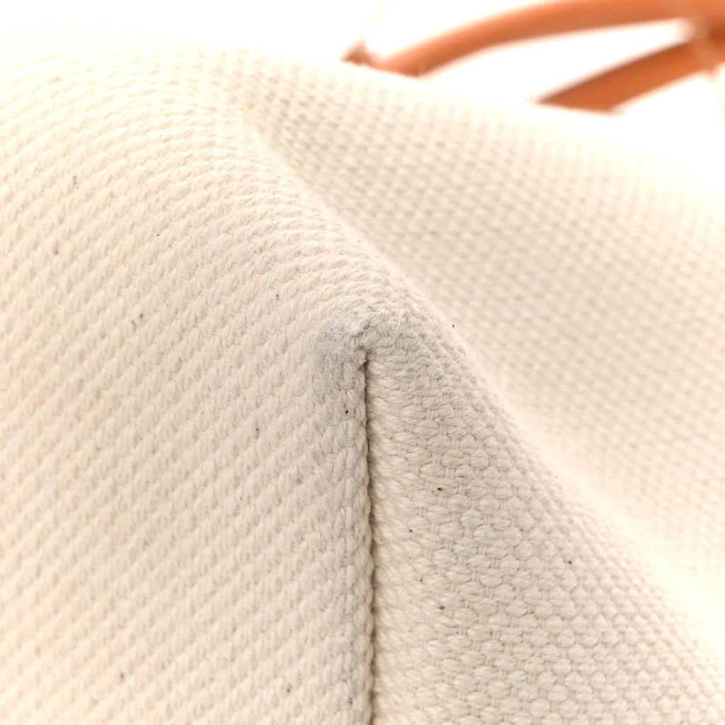 Canvas Calfskin Horizontal Cabas Natural Tan
