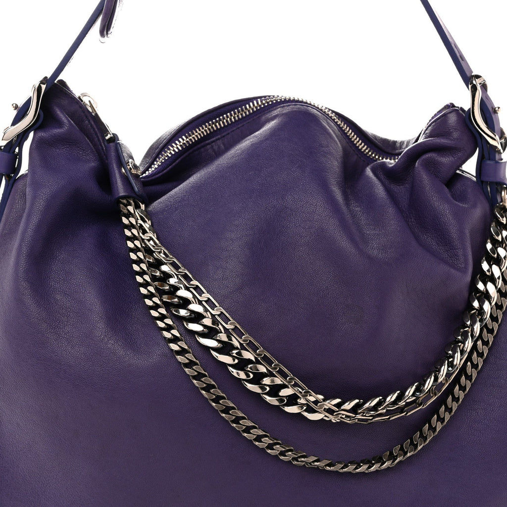 Soft Vachetta Medium Biker Saddle Chain Satchel Viola