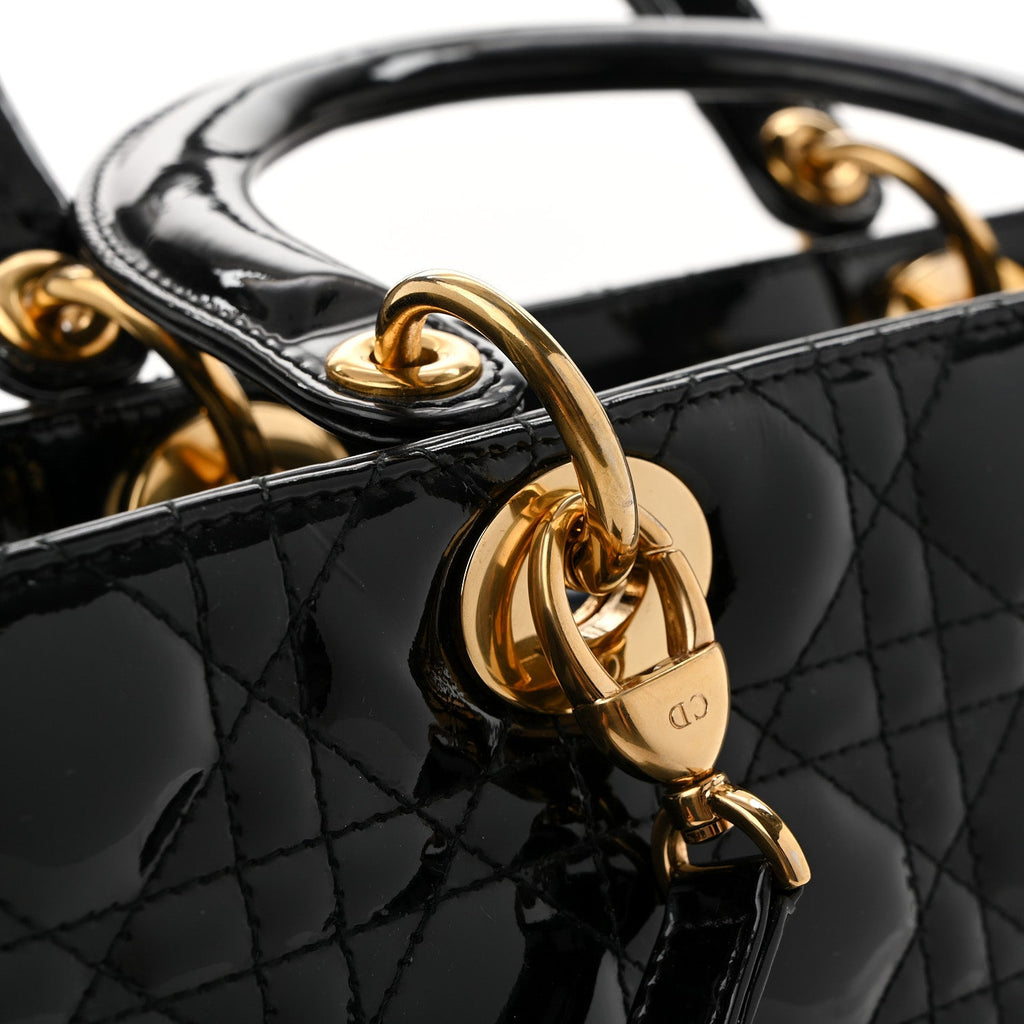 Patent Cannage Large Lady Dior Black