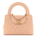Shiny Aged Calfskin Quilted Nano Kelly Shopper Beige