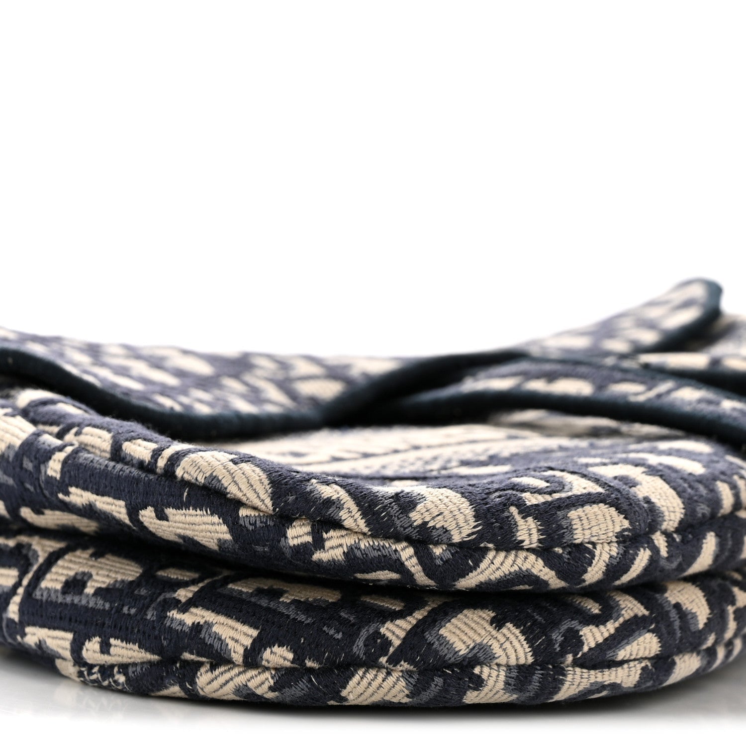 Oblique Embroidered Saddle Bag Blue