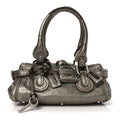 Metallic Calfskin Small Paddington Satchel Acier