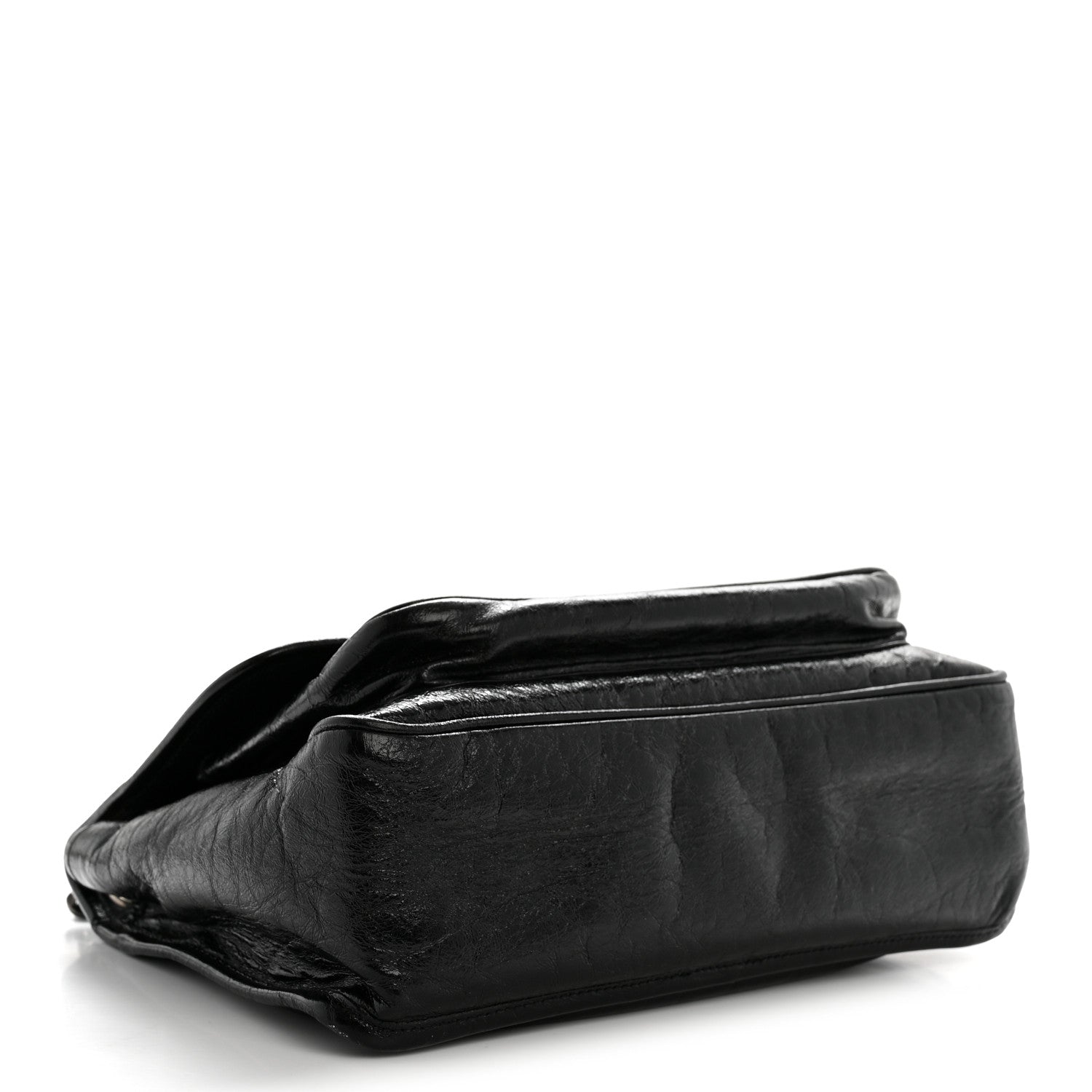 Crinkled Calfskin Monogram Medium Niki Chain Satchel Black