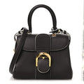 Grained Calfskin Bi-Color Brillant Mini Satchel Black
