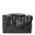 Lambskin Quilted Toy Loulou Puffer Monogram Chain Satchel Black