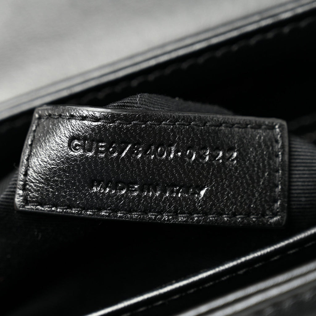 Calfskin Y Quilted Monogram Monochrome Toy Loulou Crossbody Bag Black