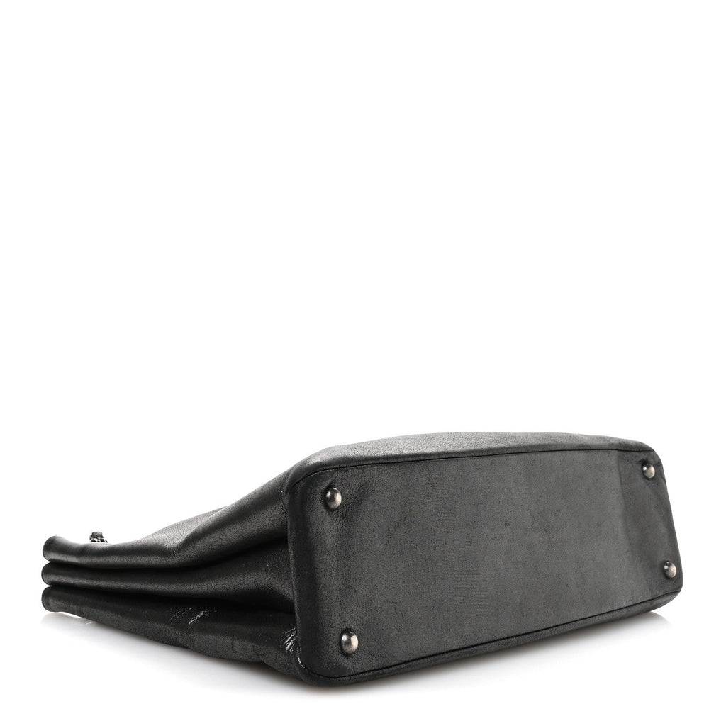 Iridescent Calfskin CC East West Shopping Tote Black