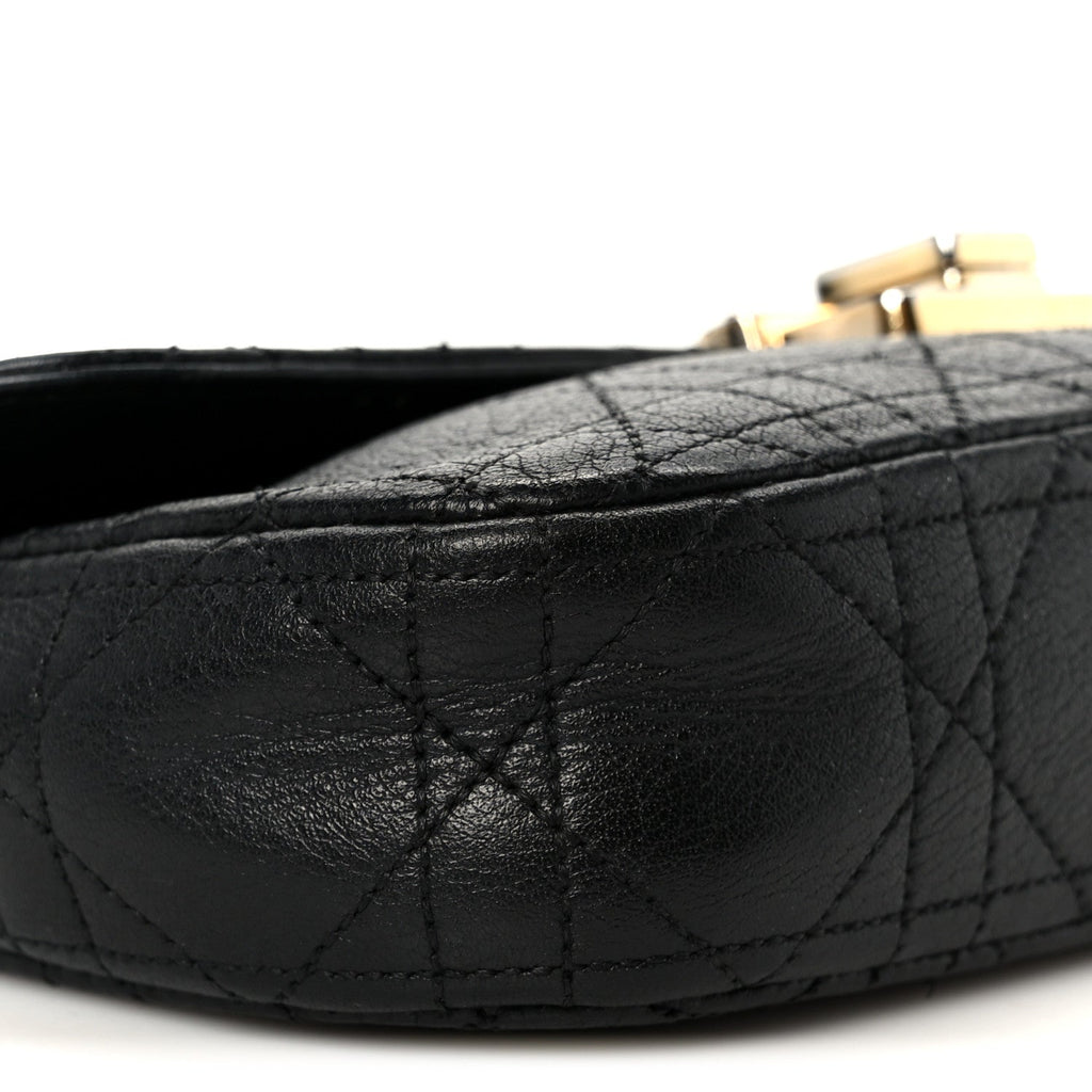 Grained Calfskin Cannage Diorling Wallet On Chain Black