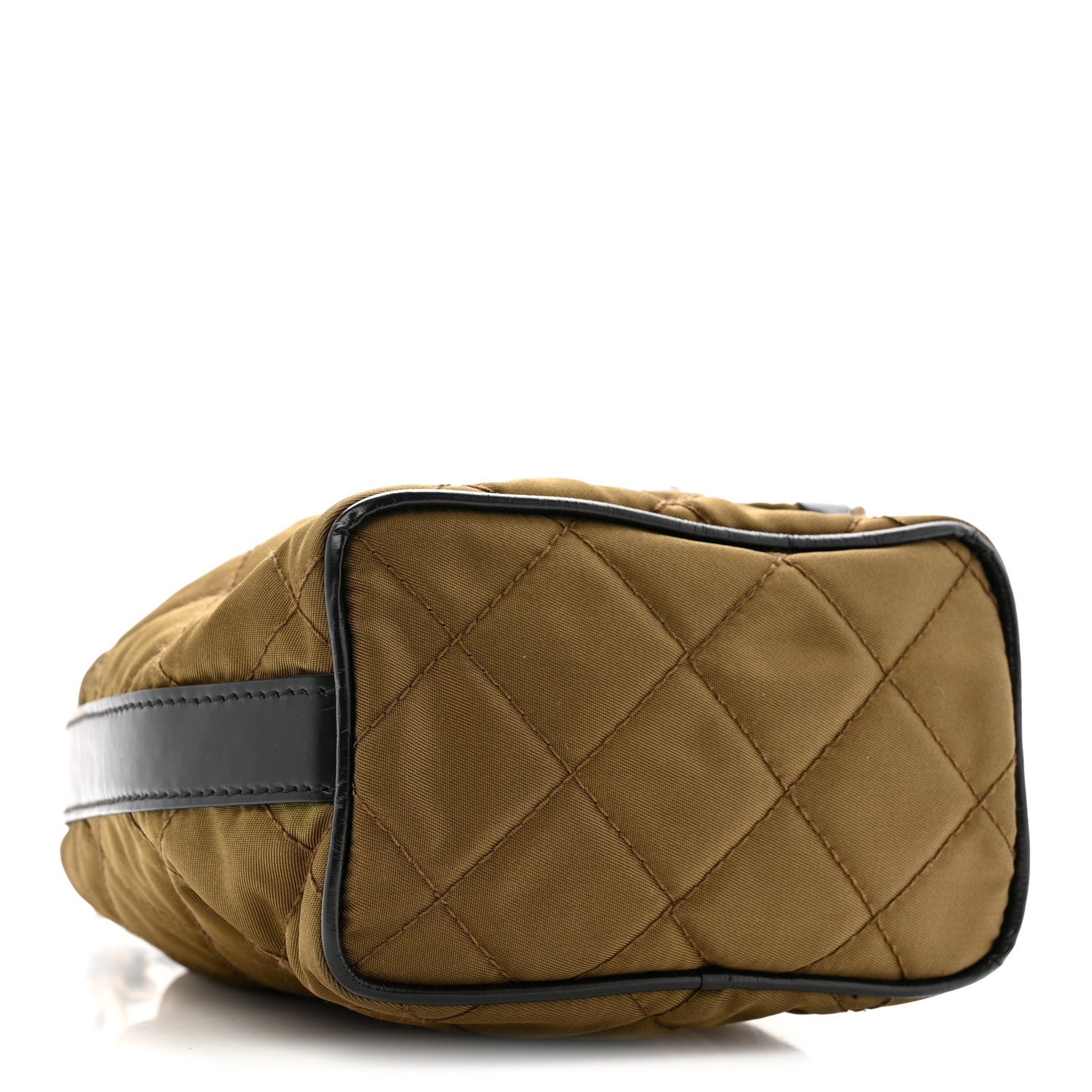 Tessuto Nylon Impunturato Quilted Soft Calf Bucket Bag Antilope Black