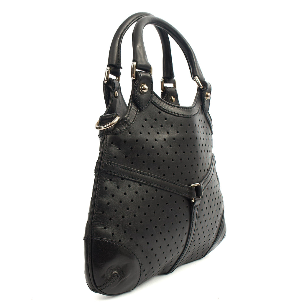 Gucci Top Handle Reins Hobo in Black, Leather