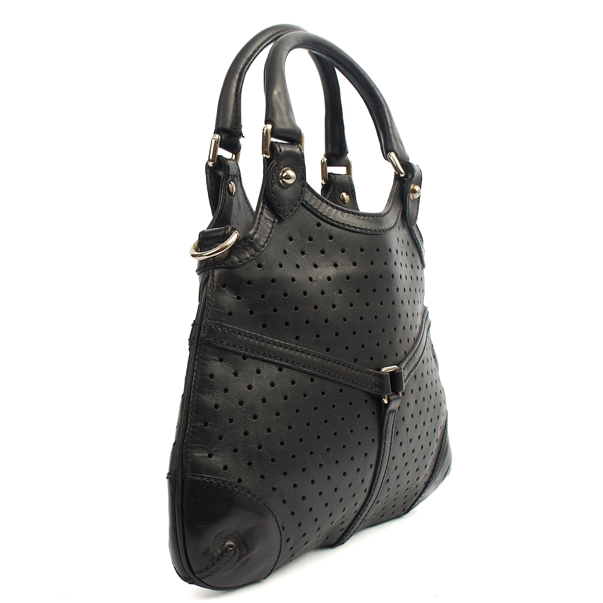 Gucci Top Handle Reins Hobo in Black, Leather