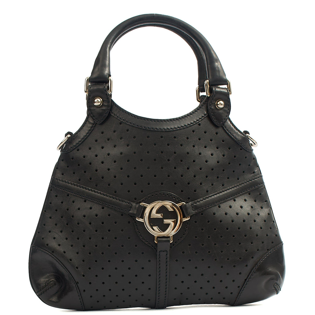 Gucci Top Handle Reins Hobo in Black, Leather