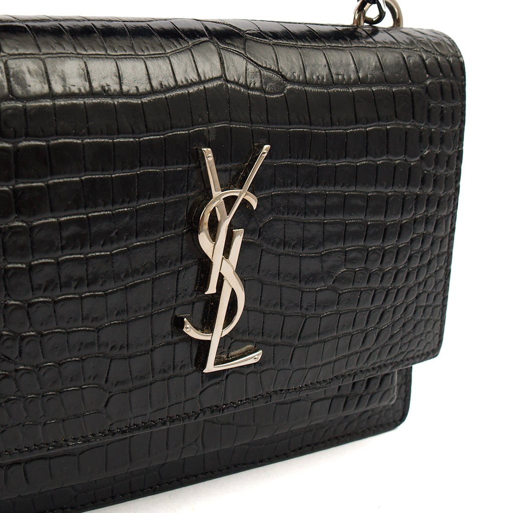 Saint Laurent Cross Body Sunset - Small in Black, Exotic Effect Leather
