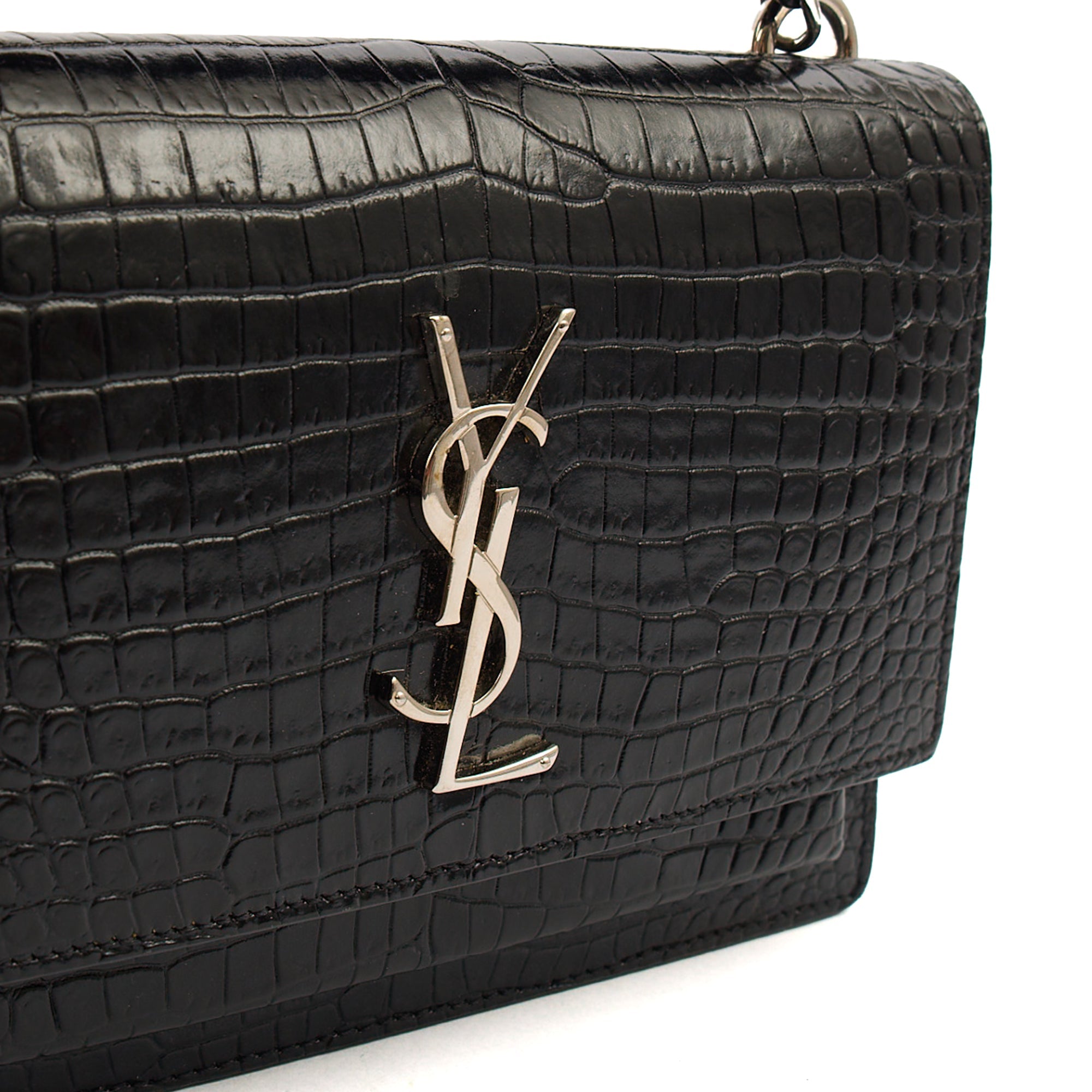 Saint Laurent Cross Body Sunset - Small in Black, Exotic Effect Leather
