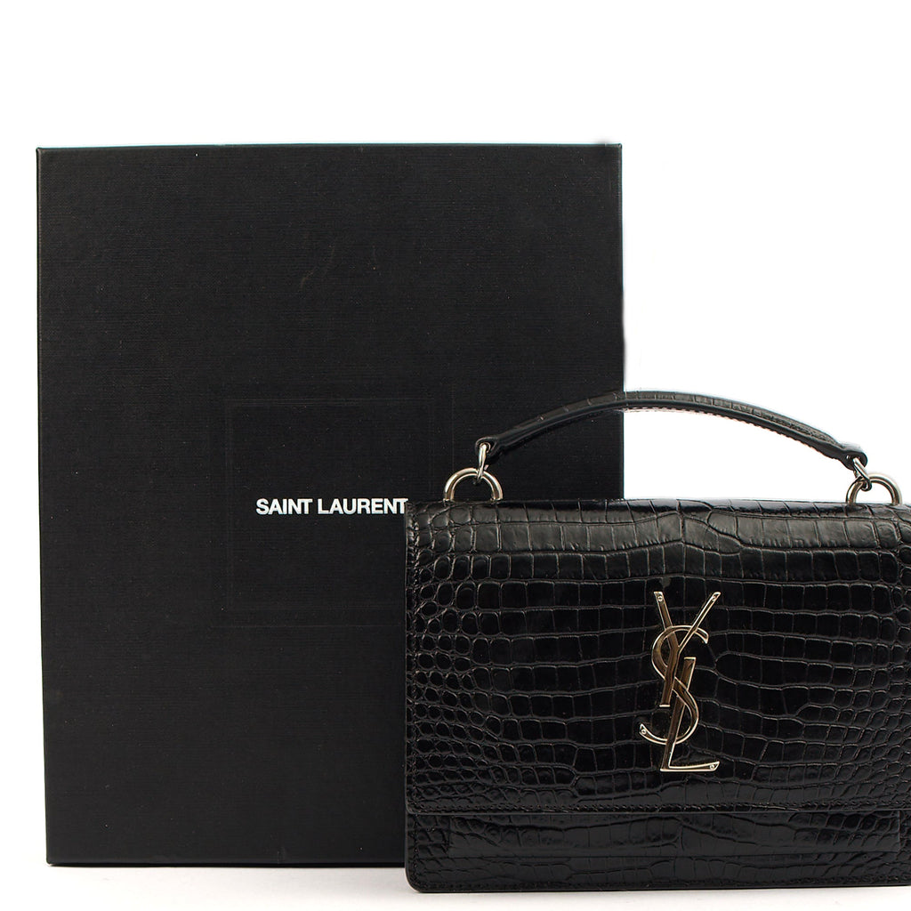 Saint Laurent Cross Body Sunset - Small in Black, Exotic Effect Leather