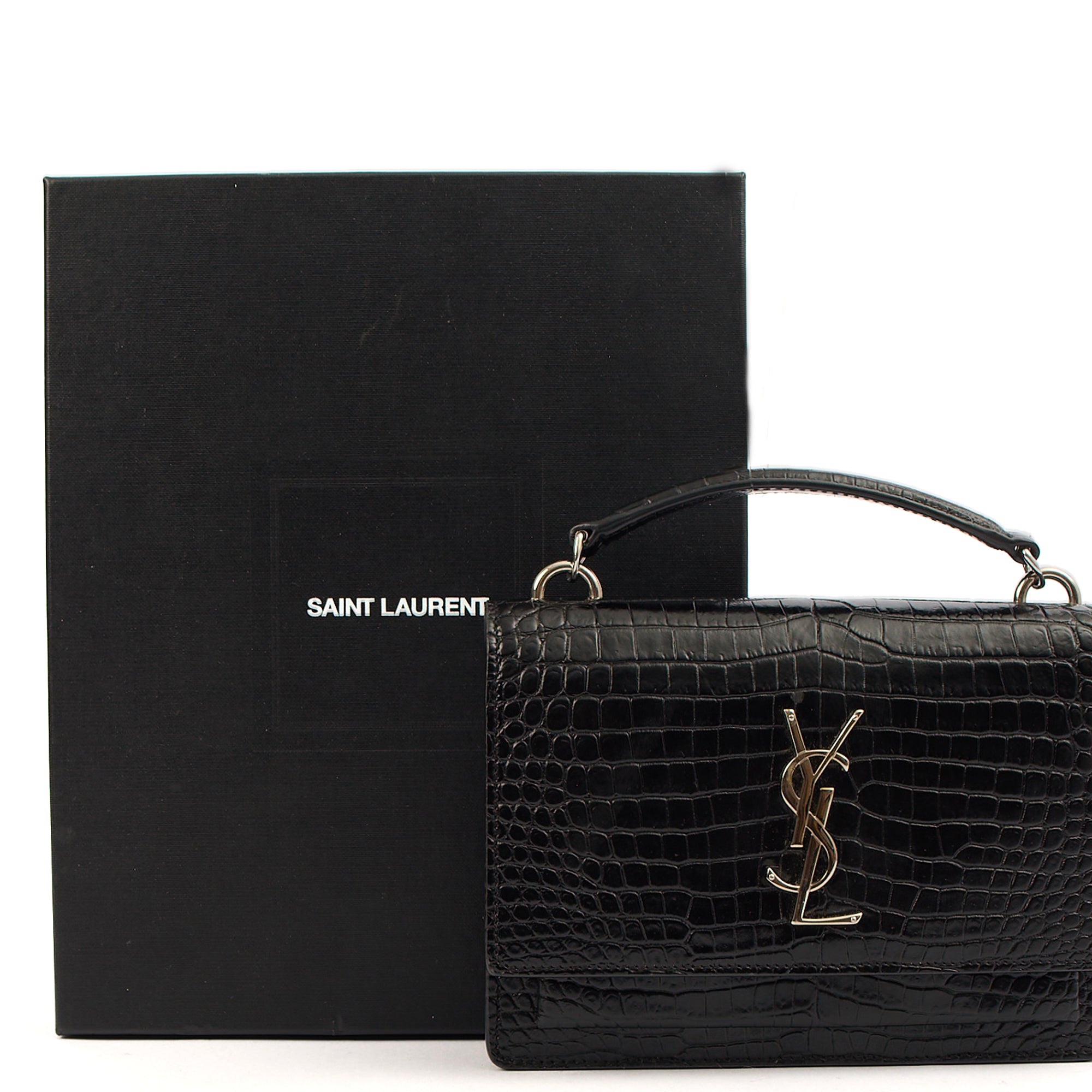 Saint Laurent Cross Body Sunset - Small in Black, Exotic Effect Leather