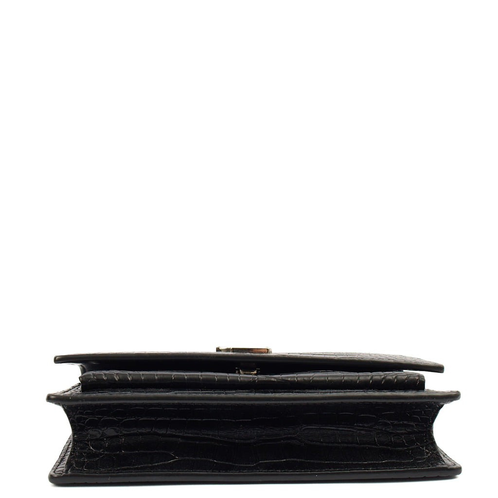 Saint Laurent Cross Body Sunset - Small in Black, Exotic Effect Leather