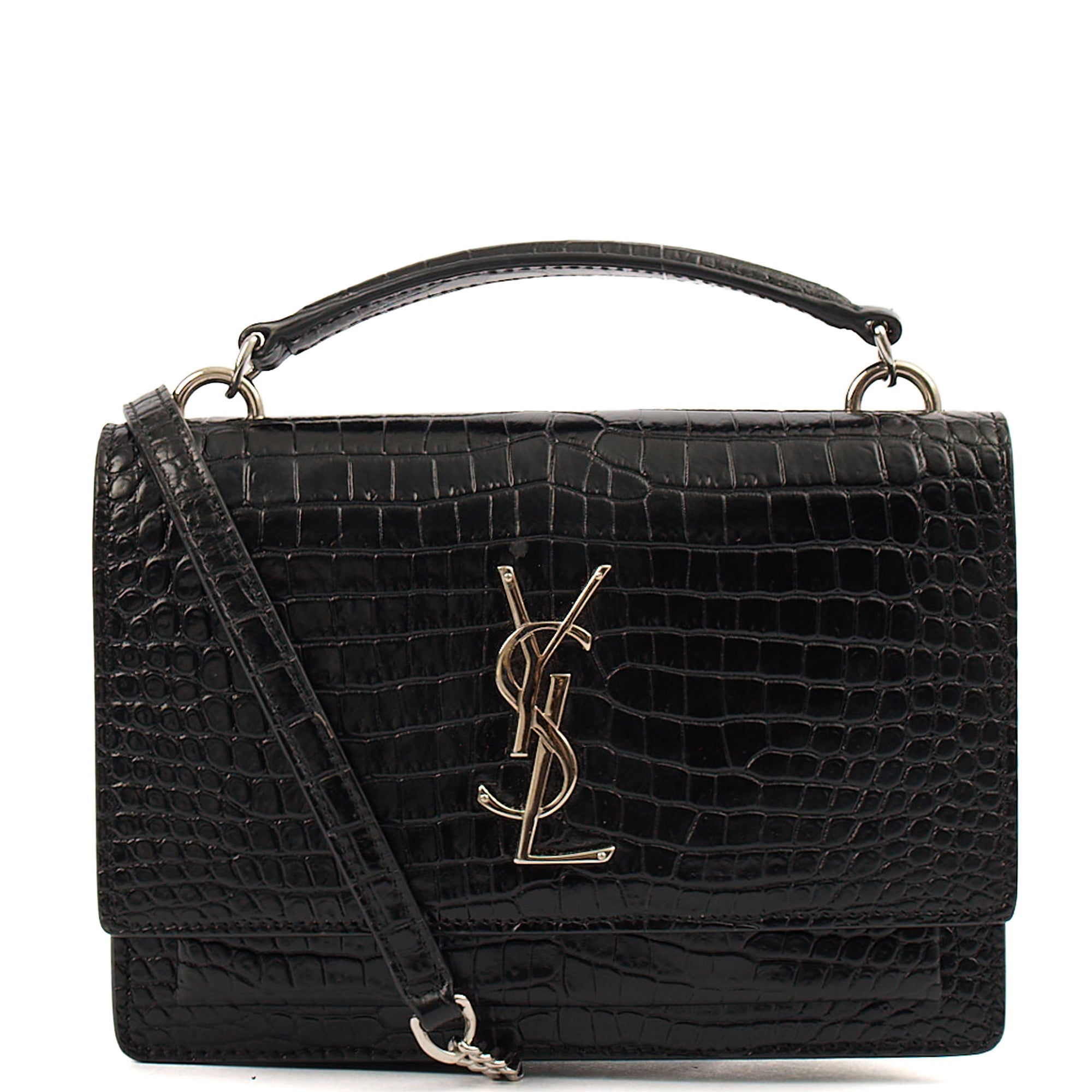 Saint Laurent Cross Body Sunset - Small in Black, Exotic Effect Leather