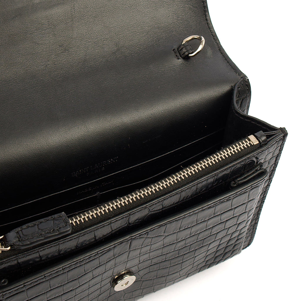 Saint Laurent Cross Body Sunset - Small in Black, Exotic Effect Leather