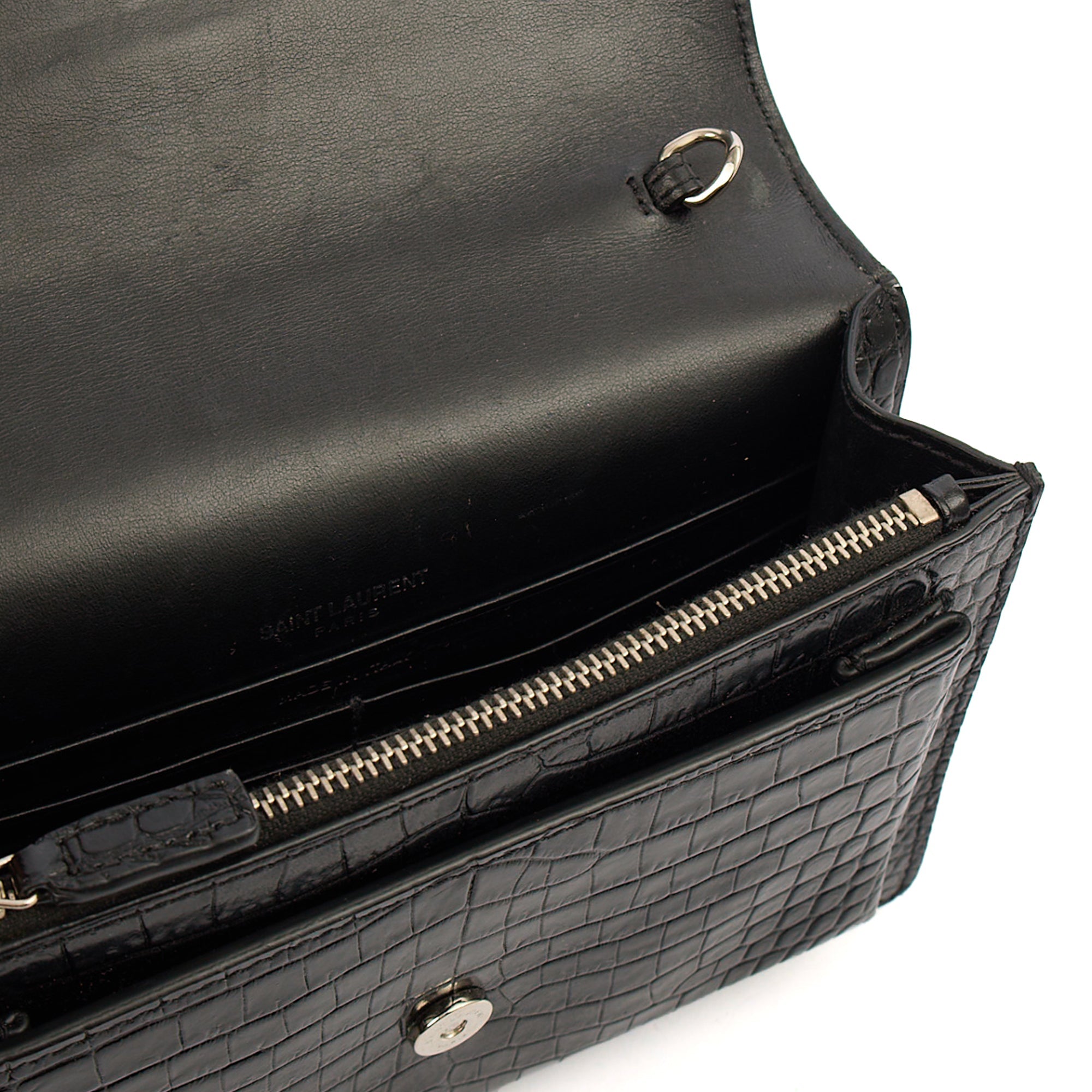 Saint Laurent Cross Body Sunset - Small in Black, Exotic Effect Leather