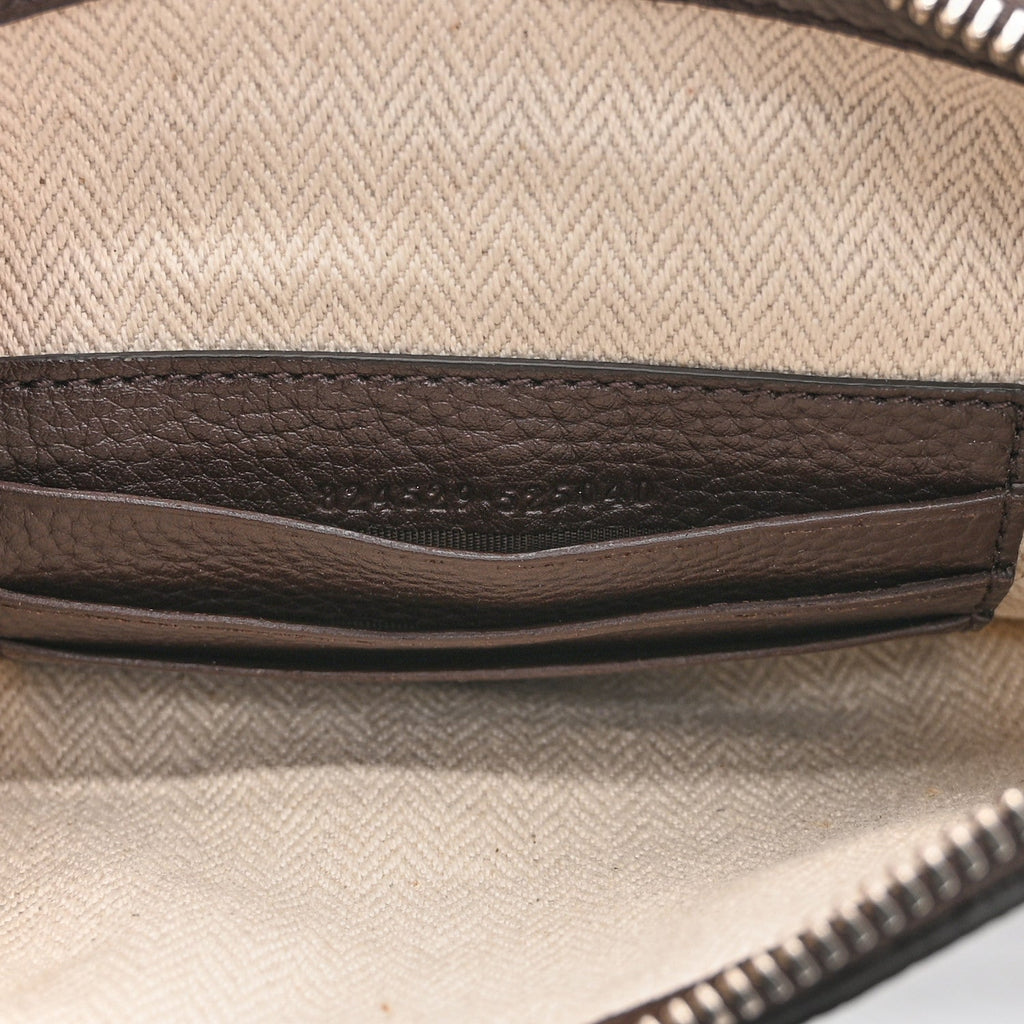 Pebbled Calfskin Mini B Shoudler Bag Dark Brown