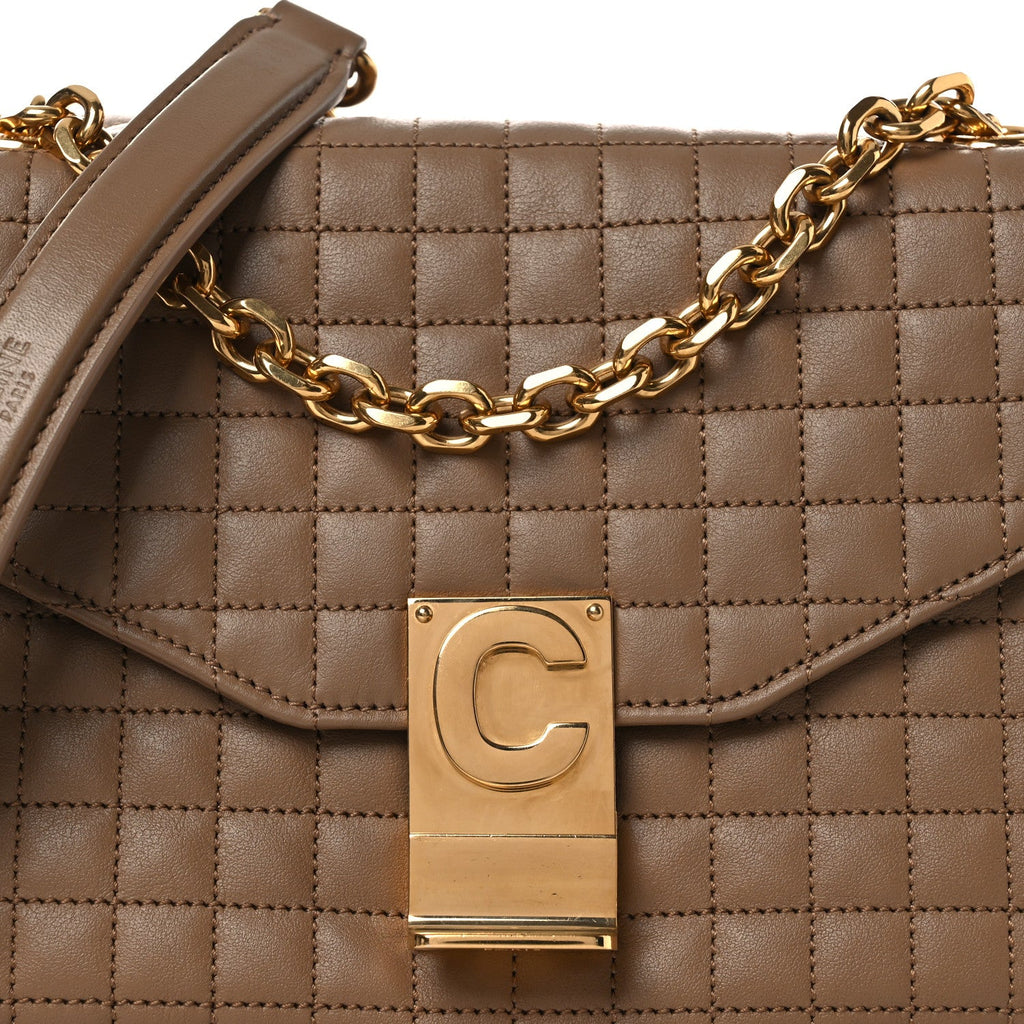 Calfskin Quilted Medium C Bag Beige