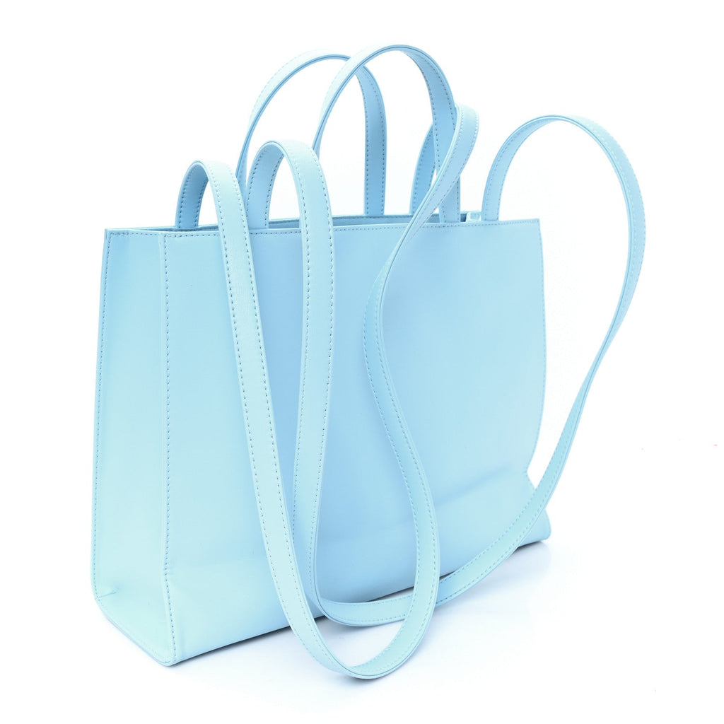 Vegan Leather Medium Shopping Bag Pool Blue