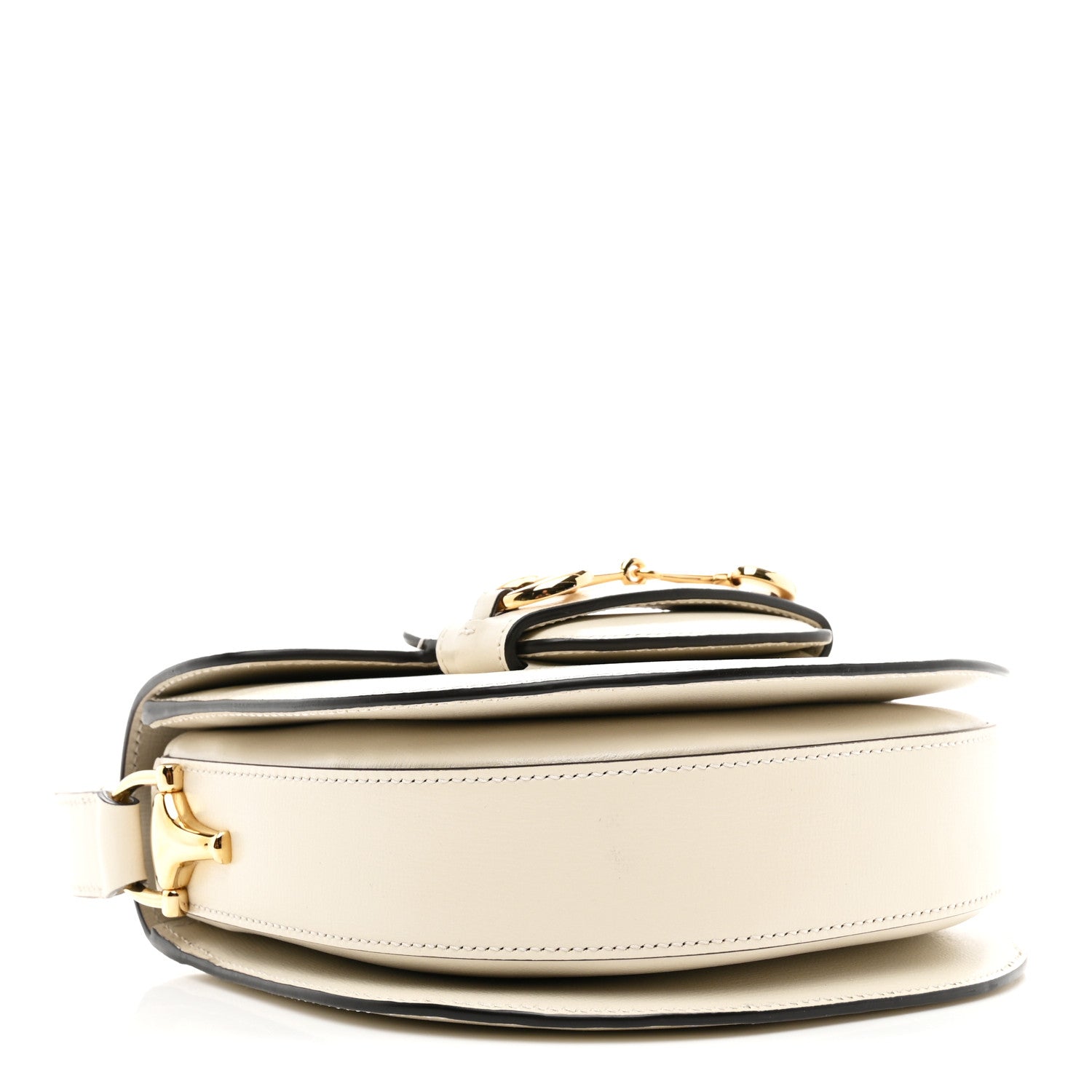 Azalea Calfskin Mini Horsebit 1955 Rounded Shoulder Bag Mystic White