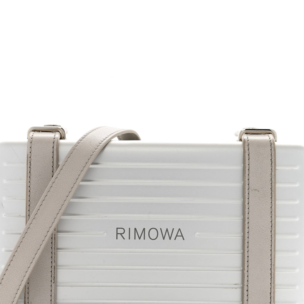 X RIMOWA Aluminum Personal Clutch On Strap Silver