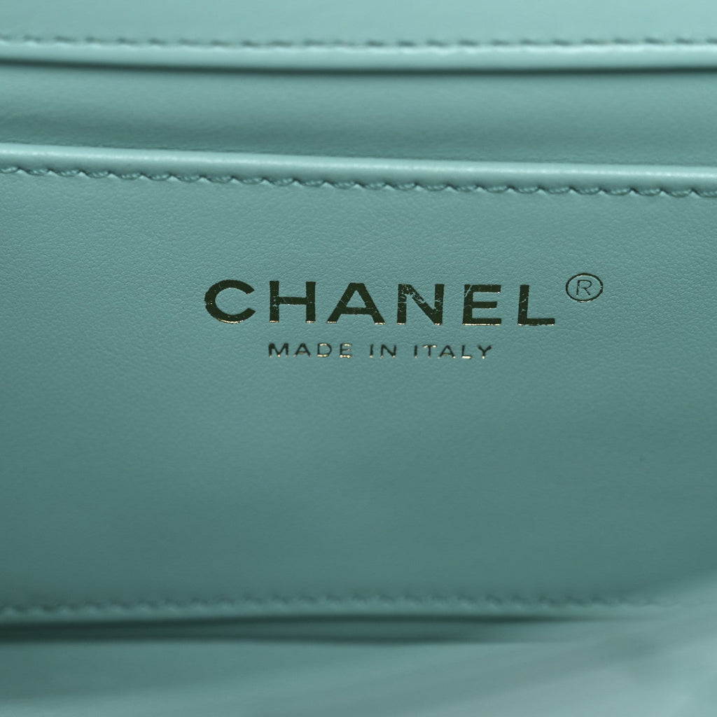 Calfskin Quilted Mini Perfect Fit Flap Turquoise