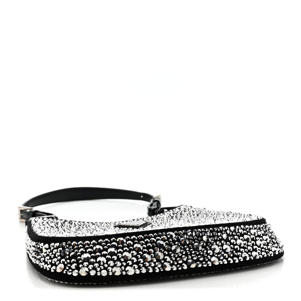 Satin Crystal Cleo Adjustable Strap Shoulder Bag Metal