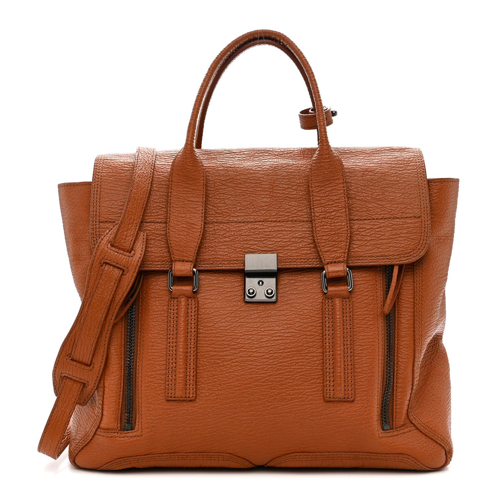 Textured Calfskin Large Pashli Satchel Amber