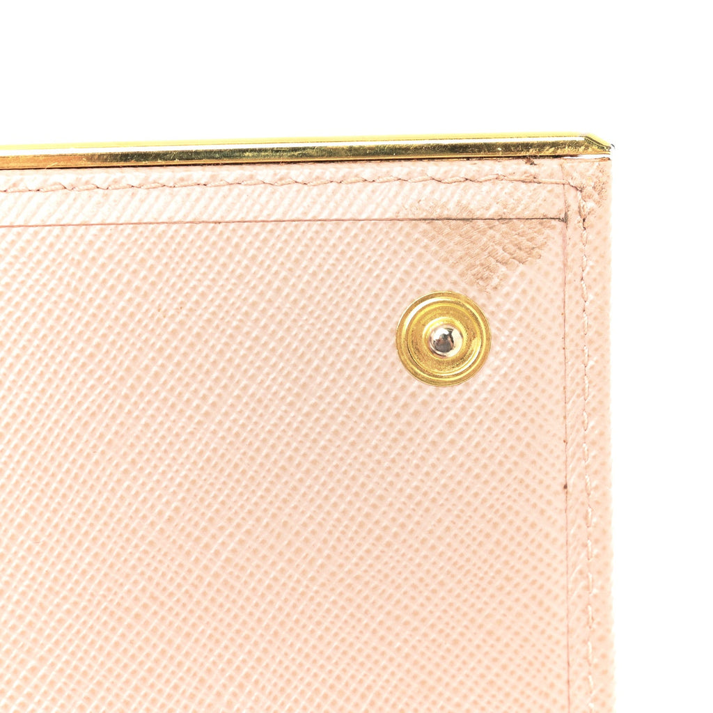 Saffiano Metal Bar Continental Flap Wallet Orchidea