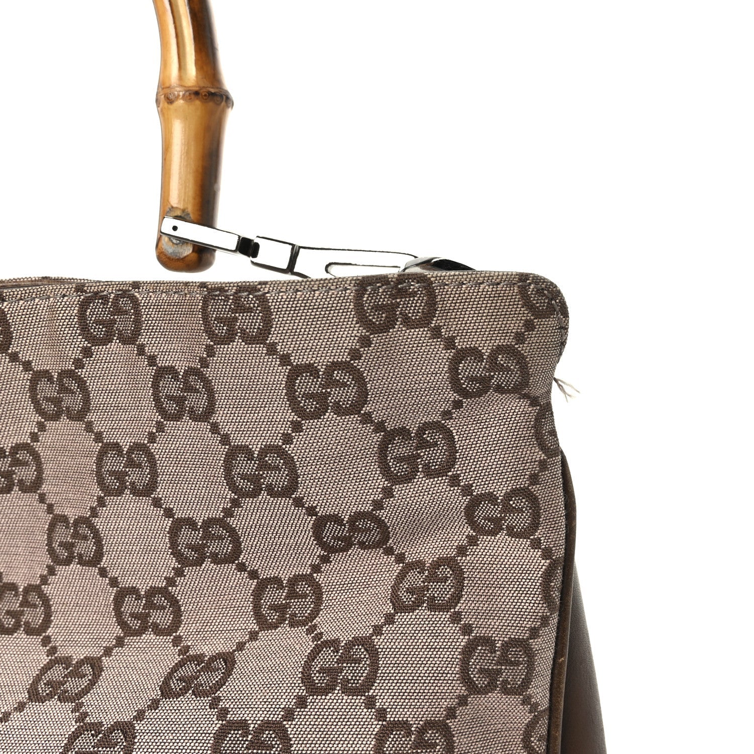 Monogram Bamboo Top Handle Bag Brown Pink