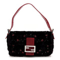 Rabbit Fur Lizard Crystal Beaded Rose Baguette Brown Red