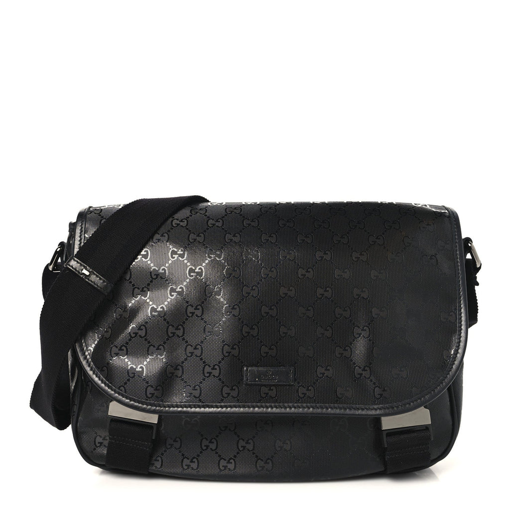 Imprime Monogram Medium Double Buckle Flap Messenger Bag Black