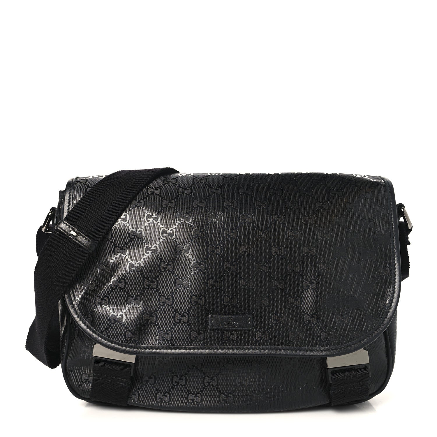 Imprime Monogram Medium Double Buckle Flap Messenger Bag Black