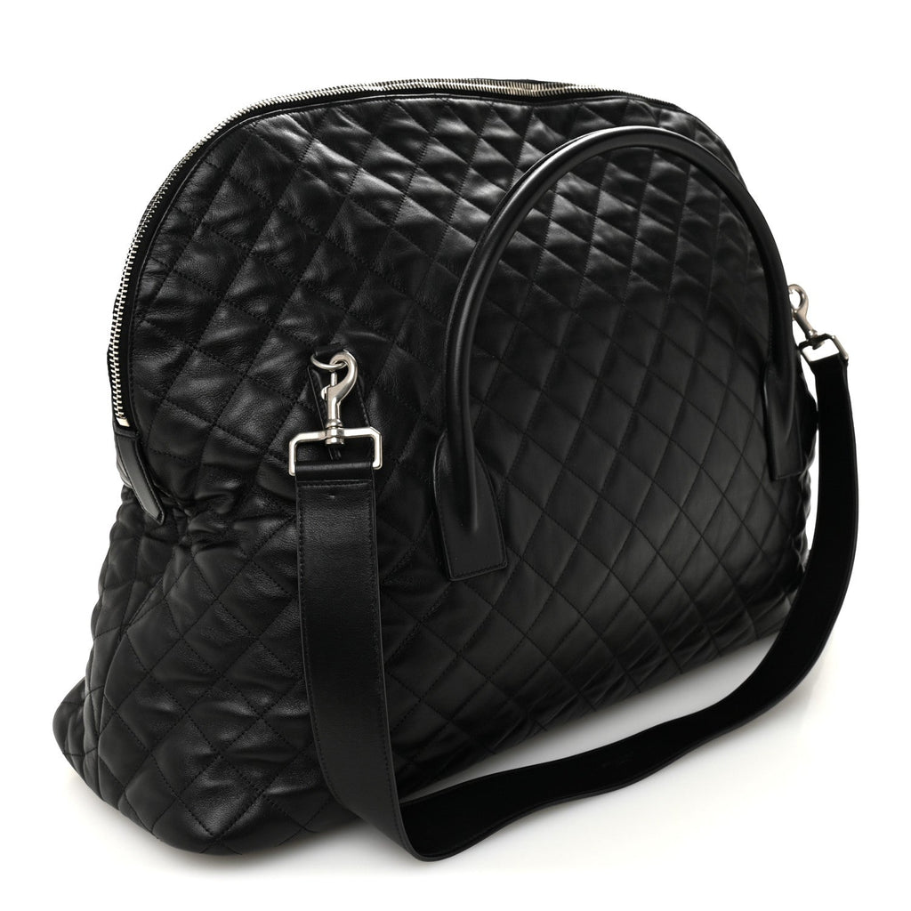 Calfskin Quilted ES Giant Travel Bag Black