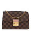 Damier Ebene Croisette Chain Wallet Magnolia