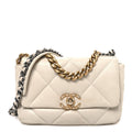 Goatskin Quilted Medium Chanel 19 Flap Beige