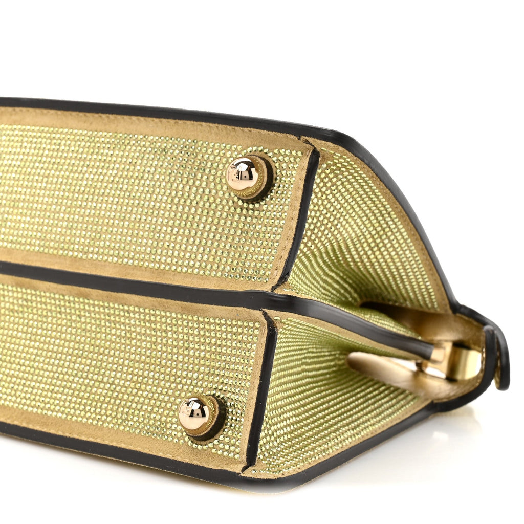 Crystal Vitello Laminato FF Petite Peekaboo I SEE U Satchel Crystal Platinum Light Gold