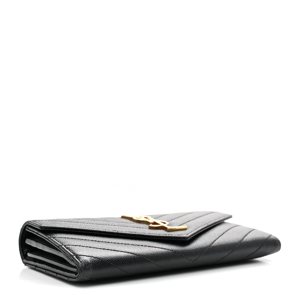 Grain De Poudre Matelasse Chevron Monogram Flap Wallet Black