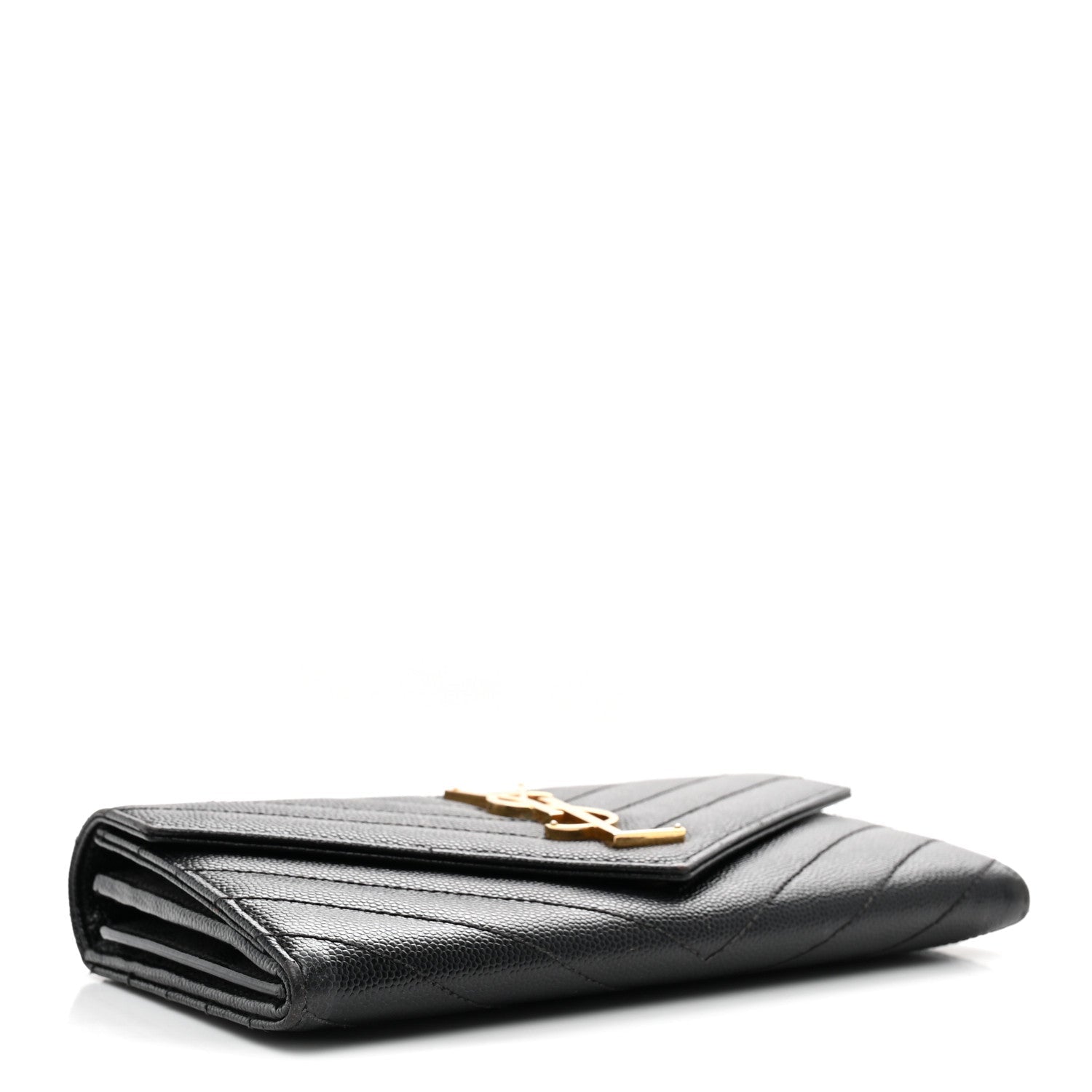 Grain De Poudre Matelasse Chevron Monogram Flap Wallet Black