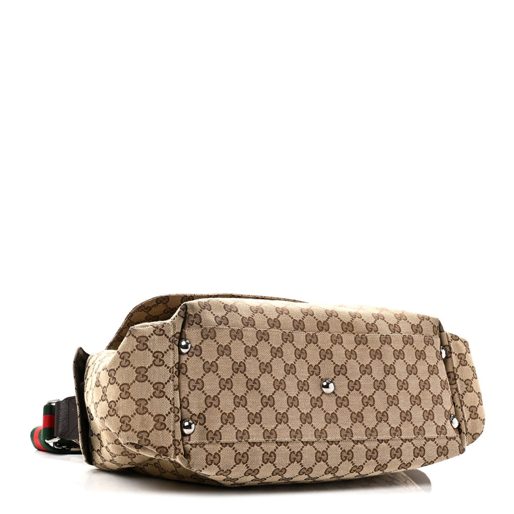 Monogram Web Messenger Diaper Bag Brown