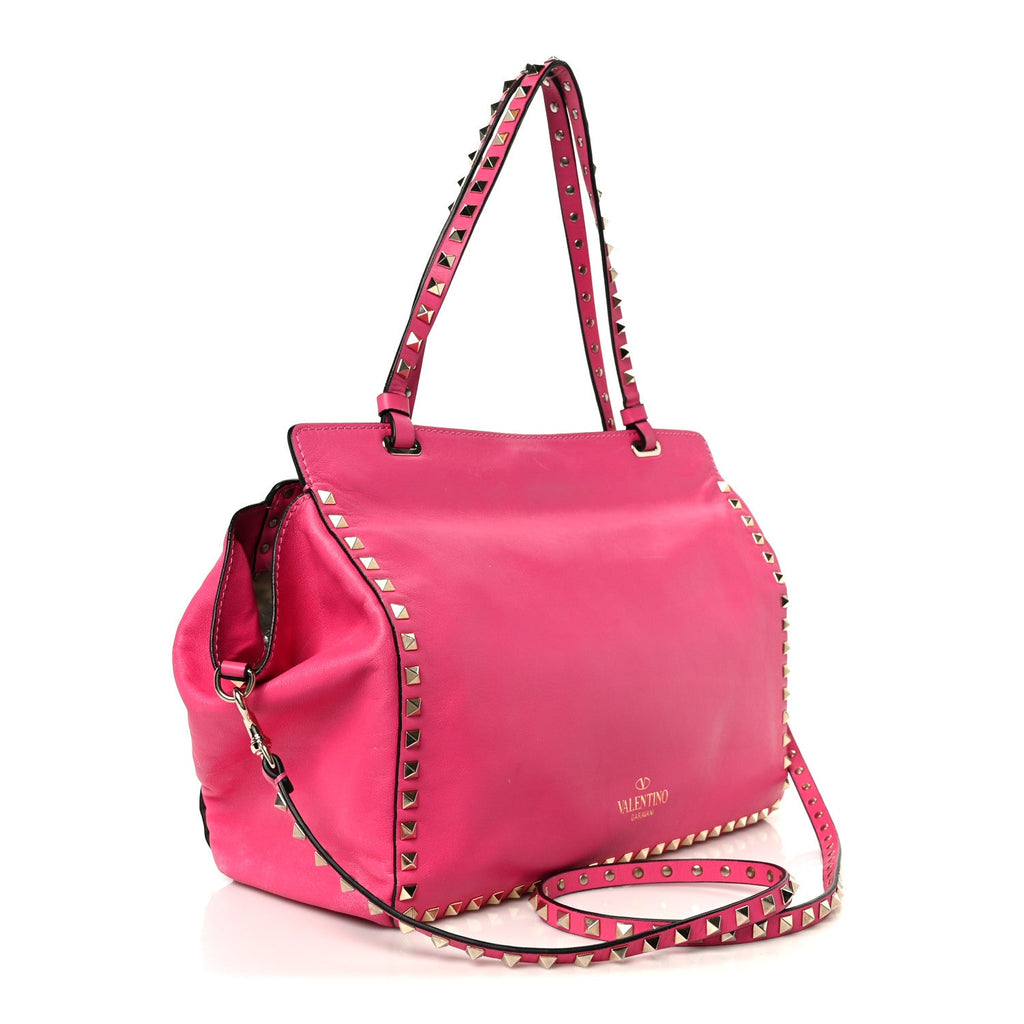 Vitello Medium Rockstud All Over Tote Pop Fuxia