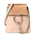 Suede Calfskin Mini Faye Bracelet Bag Cement Pink