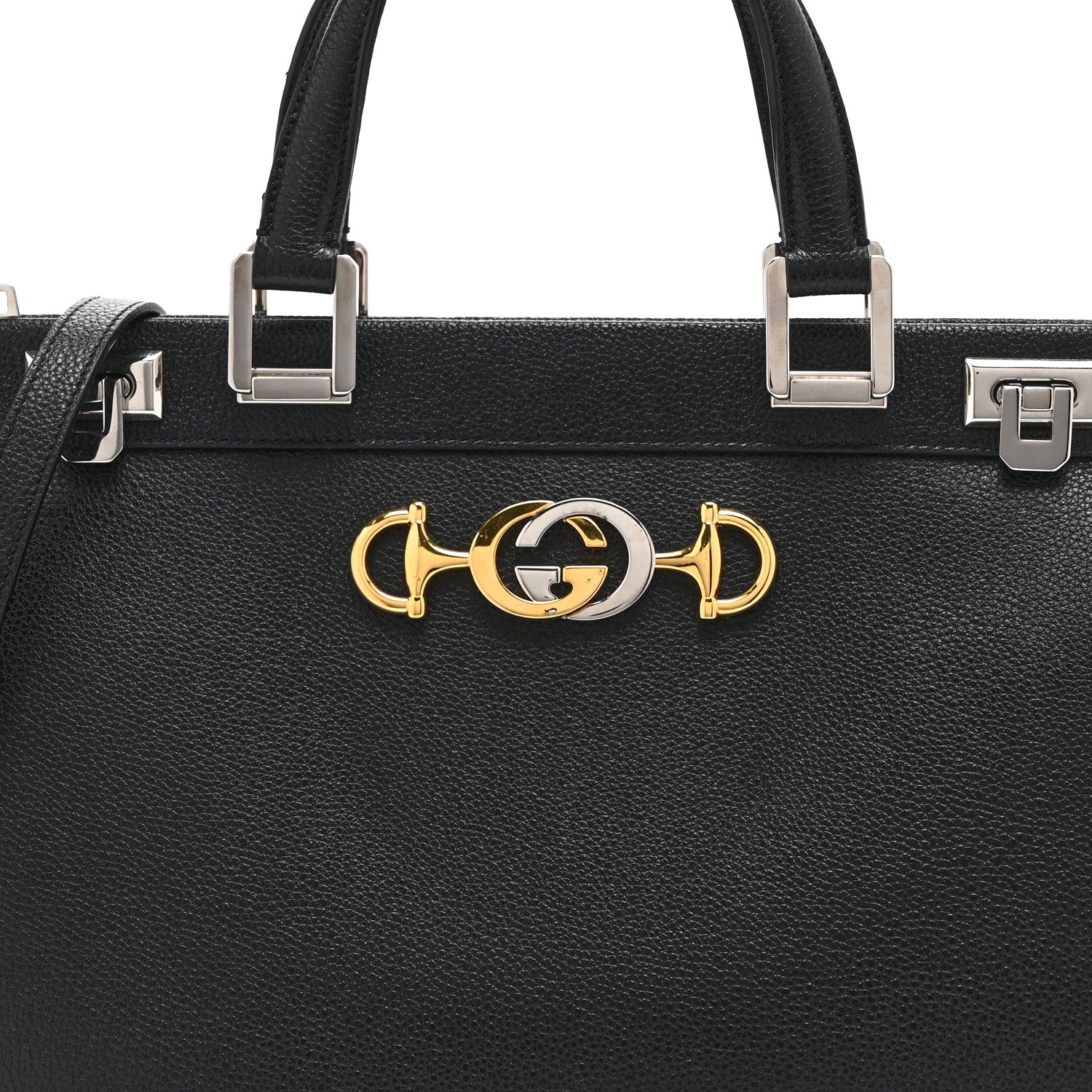 Grainy Calfskin Medium Zumi Top Handle Bag Black
