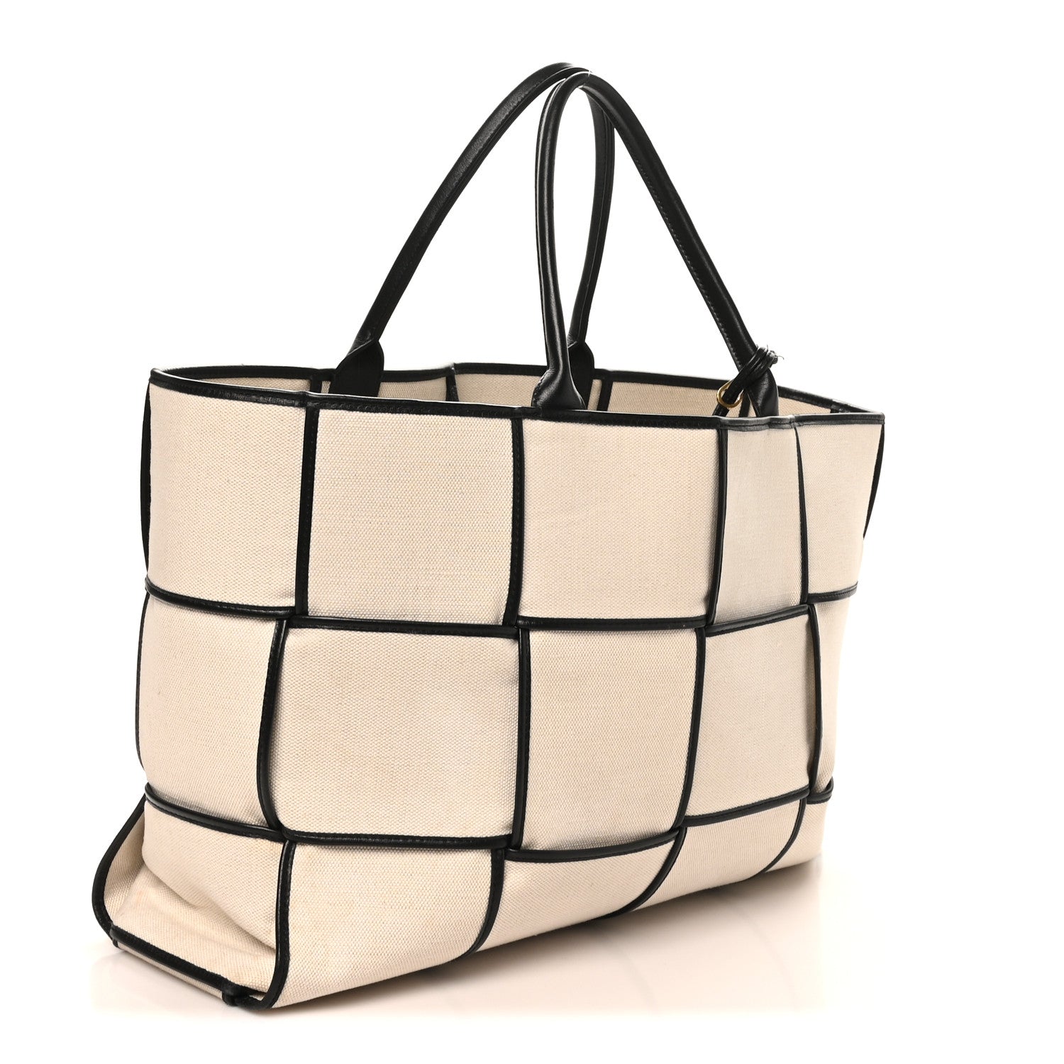 Canvas Maxi Intrecciato Large Arco Tote Beige Black