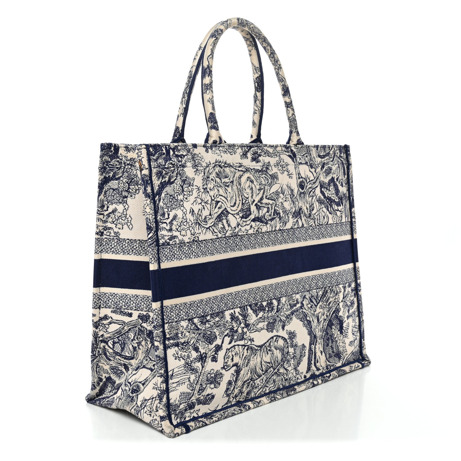 Canvas Embroidered Large Dioriviera Toile De Jouy Book Tote Blue